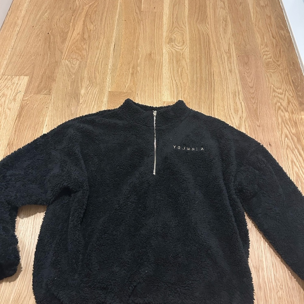 Black Fleece Pullover Jacket